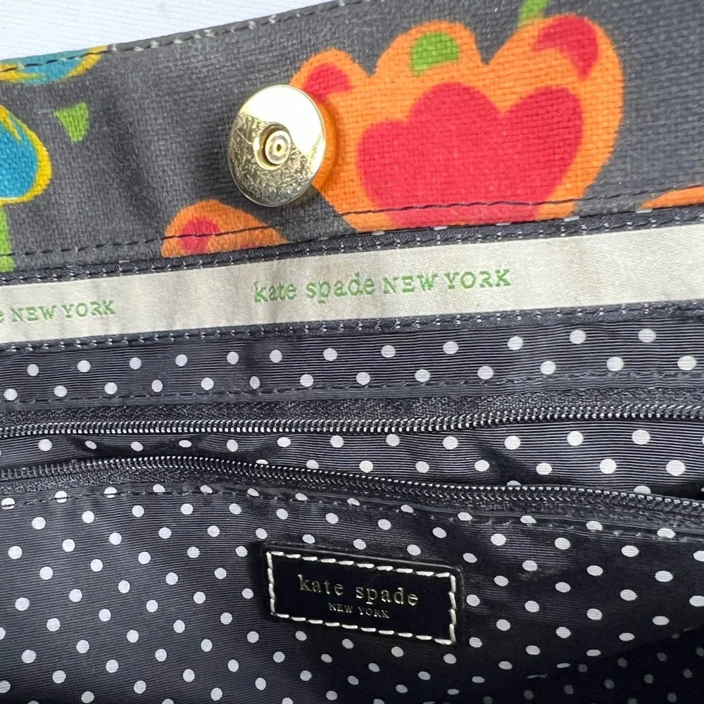 kate spade Black Floral Canvas Satchel with Pink, Yellow & Blue Flowers